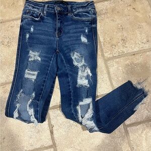 Distressed Blue Jeans